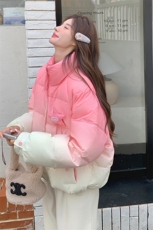 粉色短款渐变羽绒服女小个子2025冬装新款加厚白鸭绒超好看外套，女装羽绒服，2C218