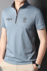 D22865钱塘2020-2夏季男士半拉链休闲精品商务立领短袖T恤P63，男装T恤，钱塘207-2