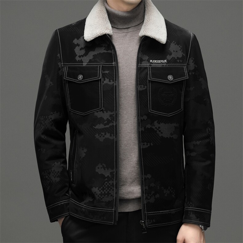 DFY125钱塘2020-2冬季厚款翻领毛领简约中年男士百搭羽绒服P290，男装羽绒服，钱塘207-2