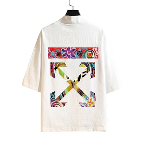 HF59169-P40风汉服男开衫外套七分袖道袍 砖墙挂拍图片