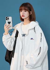 XZ213-19JK37-P88控108 港风大码连帽冲锋衣ins潮牌百搭夹克外套图片