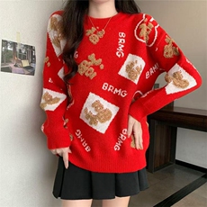 福字女士秋冬针织衫新年款舒适休闲，女装针织衫/毛衣，萱芳婷羊绒