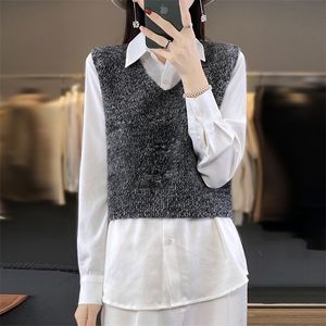 2024秋季新款亮片丝绒无袖马甲休闲百搭,女装马甲,美雪羊绒