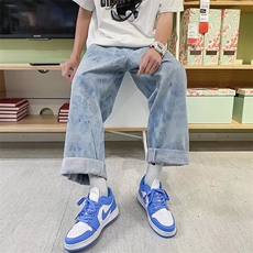 直筒宽松港风休闲水波纹男牛仔裤N157P44，男装牛仔裤，星座1116-2