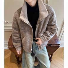 轻量化绒感呢子外套男秋冬季廓形立领短款夹克XZ514-2-3234-P118，男装夹克，星座514-2(原B239)