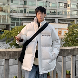 港风鳄鱼纹棉衣男手塞棉夹克PU皮棉服外套男8507P120控158图片