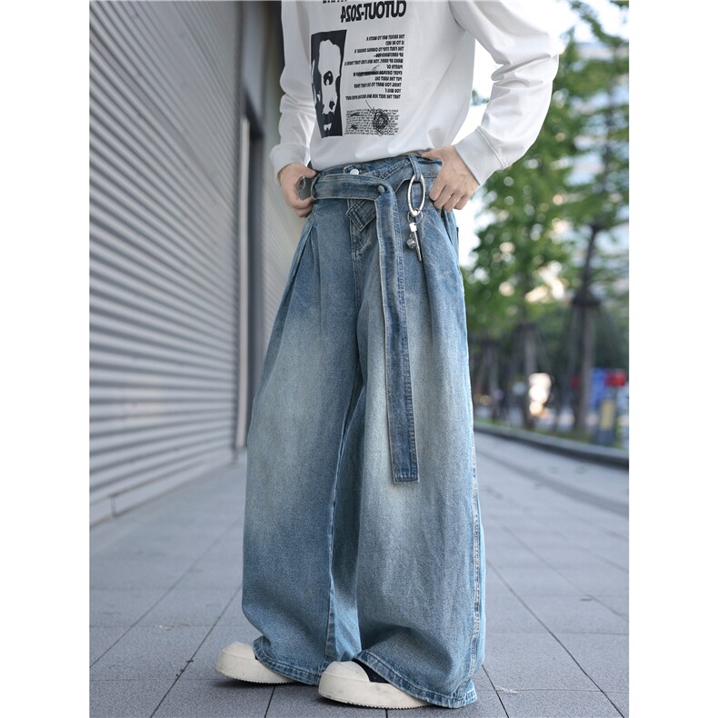 秋季新款美式潮流水洗压褶腰带设计牛仔裤B315-K25803-特p45控88,男装牛仔裤,电商B315