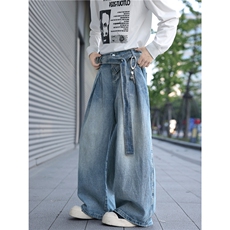 秋季新款美式潮流水洗压褶腰带设计牛仔裤B315-K25803-特p45控88，男装牛仔裤，电商B315