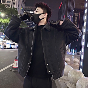 B40/特P138控178冬季痞帅颗粒绒加厚棉服外套百搭呢子棉衣男浅灰1图片