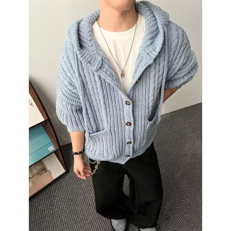 MM328-P80美式复古新款休闲慵懒风纯色开衫针织毛衣,男装针织衫/毛衣,星座617A-2