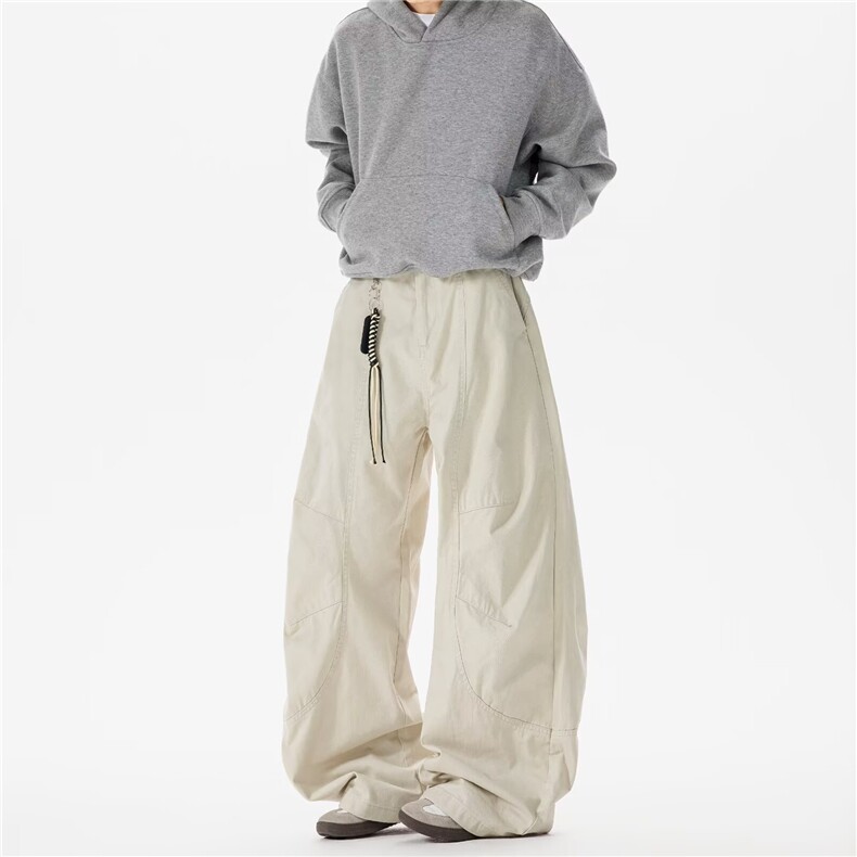 美式复古废土风弯刀裤男款秋季拼接工装裤潮牌高腰阔腿长裤子，男装工装外套，星座601-1