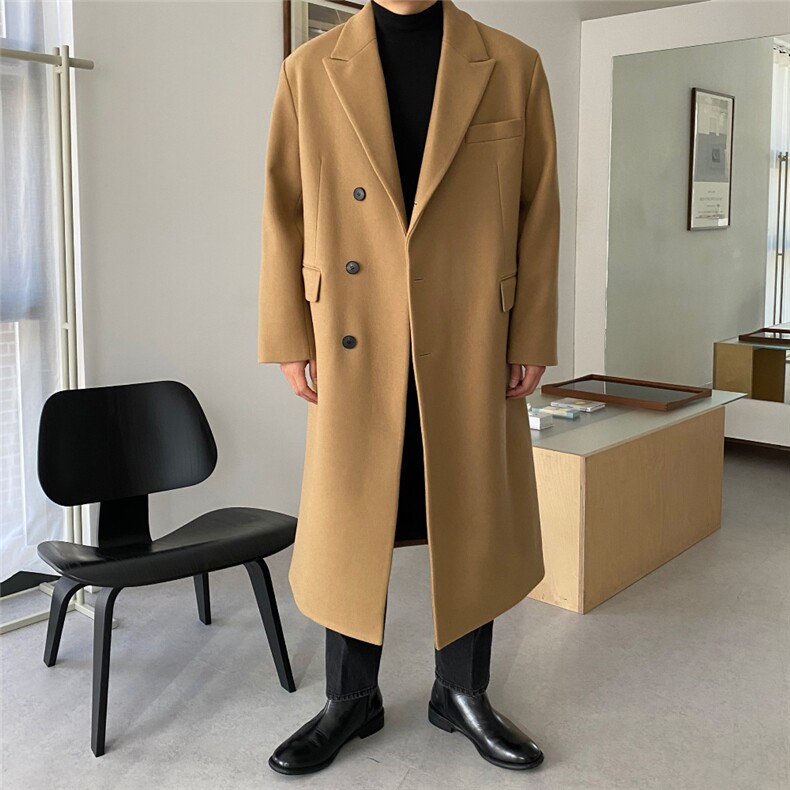 秋冬季新款毛呢大衣男中长款过膝高级感呢子风衣外套韩版宽松潮流,男装风衣,星座710