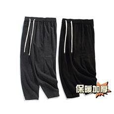 白底平铺冬季加厚抗起球呢料哈伦裤宽松大码休闲萝卜裤男873-P65，男装休闲裤，电商C305A
