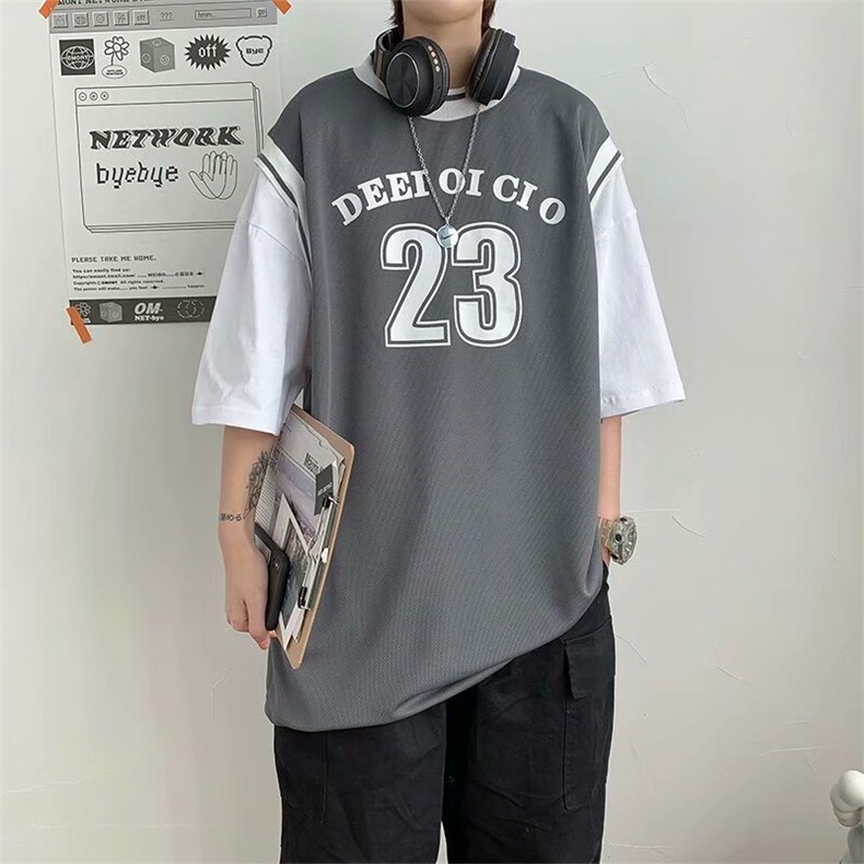 篮球衣服男短袖新款夏假两件运动上衣潮t恤ins原宿港风T614-P26,男装T恤,星座512-2