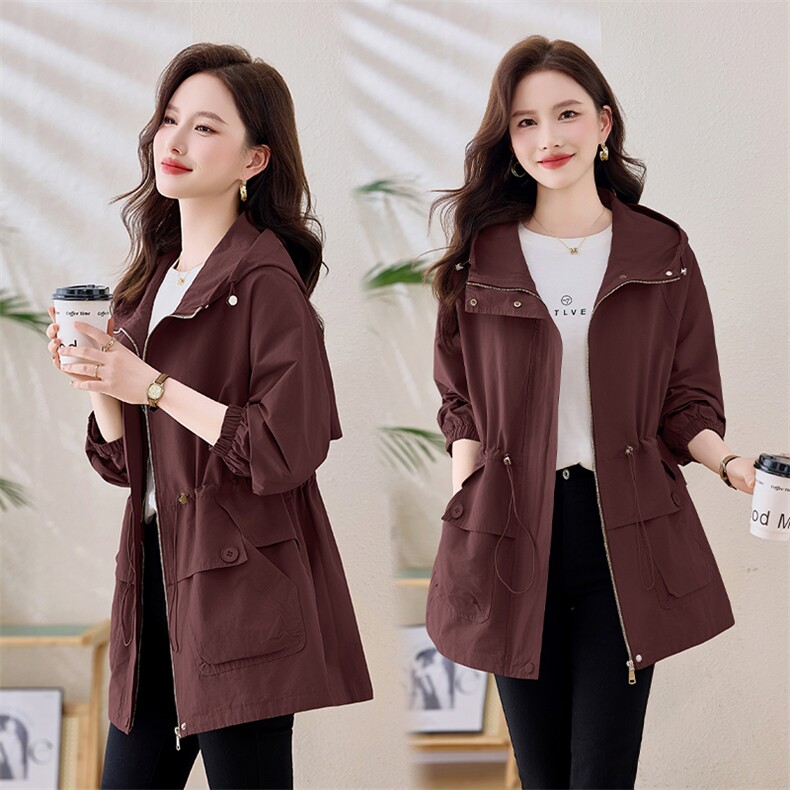 2025春装新款风衣外套女时尚百搭休闲风衣外套中长款上新衣流行，女装风衣，依万里