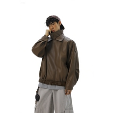 荔枝纹高端双层领廓形设计大码M-5XL机车皮衣JK78095特P118控178，男装皮衣，星座227-7