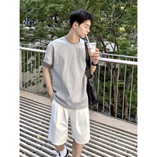 原版做工翻边格子纯棉240克短袖ZX0296-特批40，男装T恤，星座313A(原308A-2)