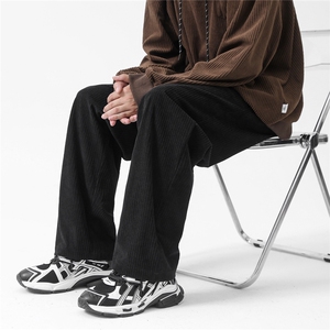 GENIOLAMODE垂感灯芯绒直筒裤子男秋冬春季2025新款宽松休闲长裤图片