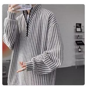 网络图现货 美式重磅鱼骨纹高级感半拉链立领卫衣打底衫J3361-P48图片