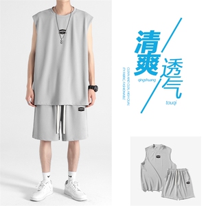 清凉舒适清爽休闲抗皱百搭冰氧透气冰丝时尚套装 TZ83-特批68图片