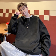 2025春季新款港风外景大码肌理感圆领卫衣M-5XHW25018-P35，男装卫衣，电商A022