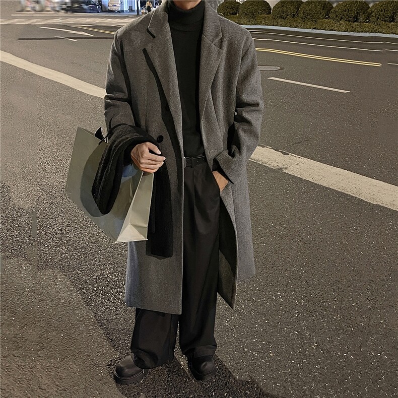 冬季新款韩版男士过膝毛呢大衣休闲长款呢料外套A430-DY27P128,男装毛呢大衣,电商A430（原星座702）