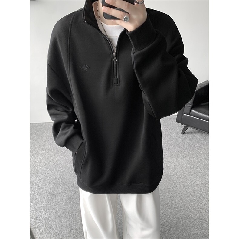 8XL-M重磅软糯美式半拉链立领卫衣男秋宽松大码复古POLO衫WY32P58,男装Polo衫,电商D206-1