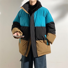 港风2026新品冬季宽松情侣装撞色棉衣棉服冬装加厚外套D007-P90，男装棉衣，星座717