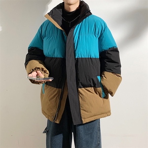 港风2026新品冬季宽松情侣装撞色棉衣棉服冬装加厚外套D007-P90图片