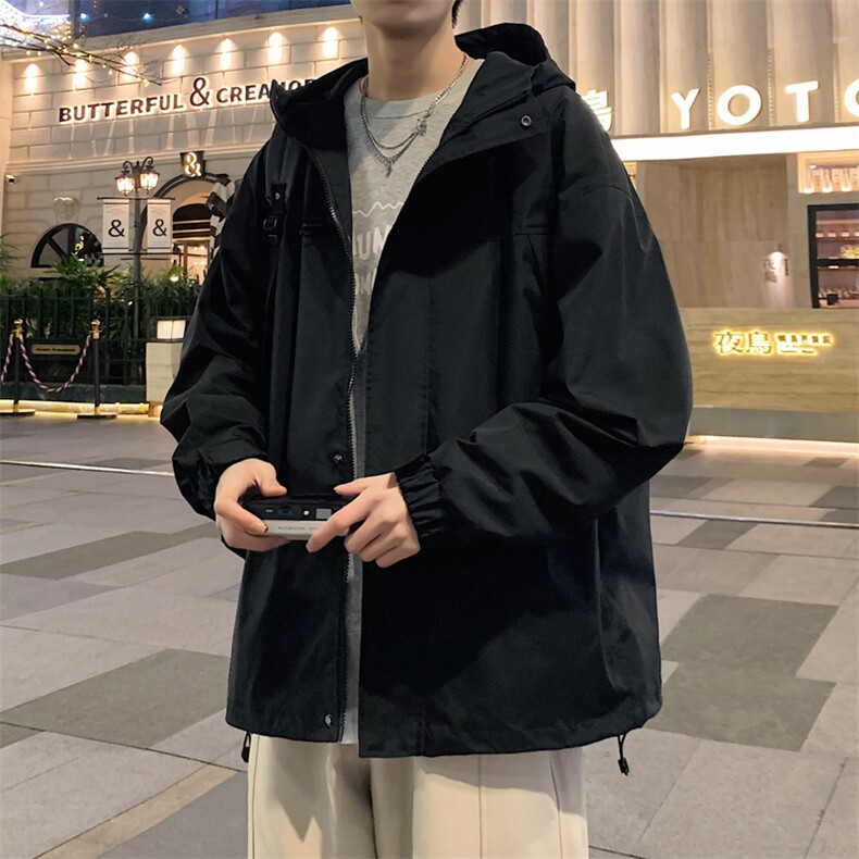 新款连帽冲锋衣夹克男中性风港风潮流休闲外套JK2365-P65,男装夹克,星座717
