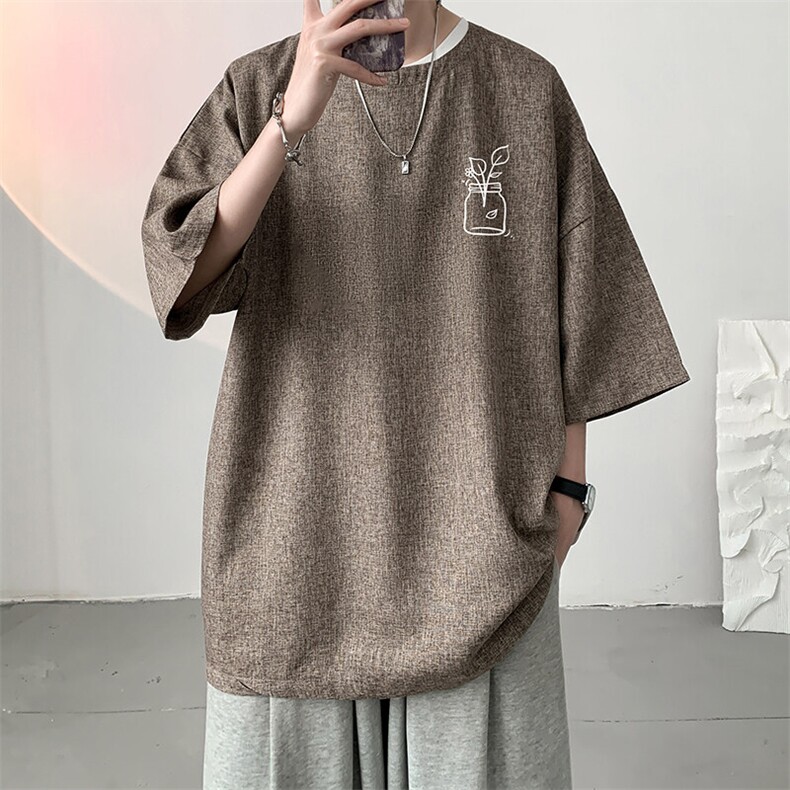 风复古亚麻短袖男棉麻t恤男半袖ZT71430-P35,男装T恤,电商A040