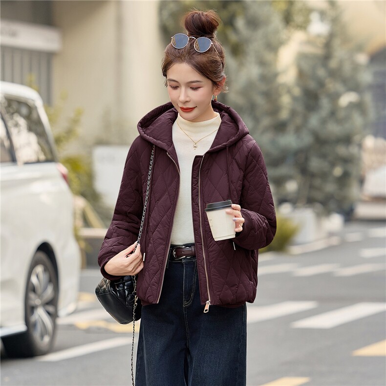 藏青色休闲连帽夹棉加厚外套女2025秋冬新款宽松时尚百搭保暖棉衣,女装棉衣/棉服,余墨