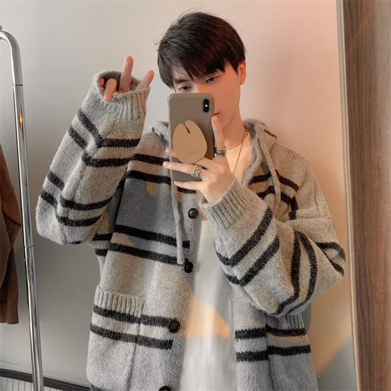 7055-P55ins日系流行新款气质开衫毛衣潮流慵懒时尚文艺简约，男装针织衫/毛衣，电商B323A