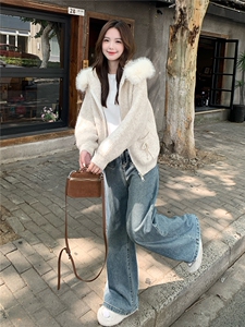 小个子马海毛针织开衫毛衣外套女图片