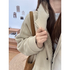 摇粒绒连帽拉链卫衣外套1302-GS02-P55成分100聚酯纤维，女装短外套，星座1302