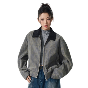 复古工装夹克男2025秋季新款宽松翻领外套夹克上衣JS5622-P78图片