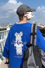1港风小熊印花休闲情侣日系潮大码M-5XL短袖T恤男DT7736P25控38，男装T恤，星座226-2