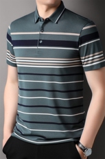 F7120钱塘2020-1夏季新款男士翻款短袖T恤条纹休闲上衣P134，男装T恤，钱塘207-1