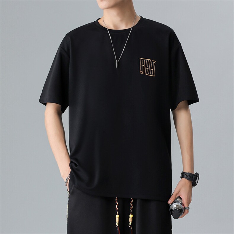 刺绣T恤男夏季男士圆领上衣短袖体恤青年宽松潮流A266-T177-P20,男装T恤,电商A266
