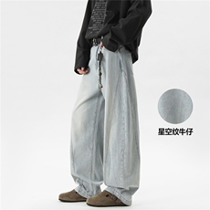 C315-WD912现货弯刀牛仔裤星空纹拼接软牛仔(P55X79)5，男装牛仔裤，电商C315