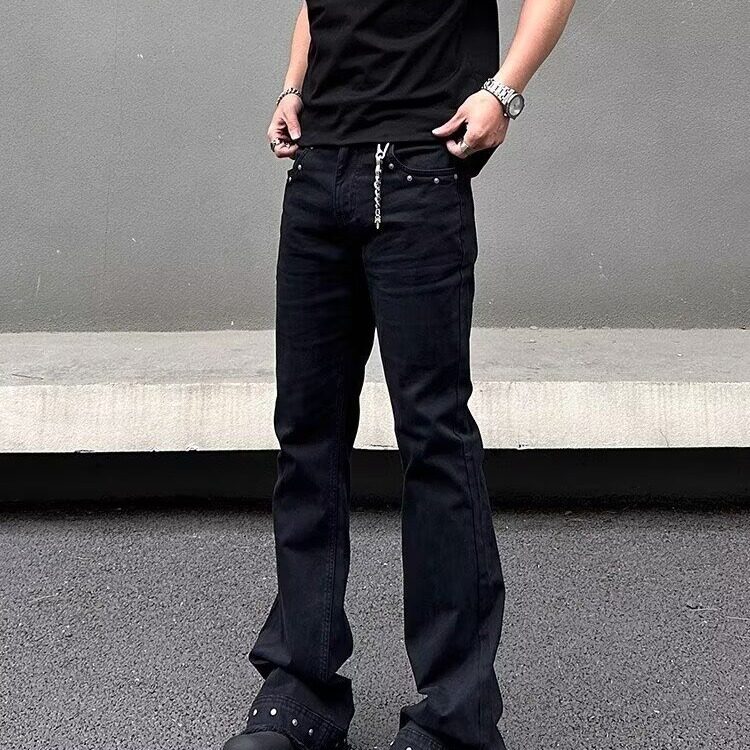 美式复古铆钉设计牛仔裤男女显瘦直筒微喇潮百搭长裤子LB1733-P45,男装牛仔裤,星座1008