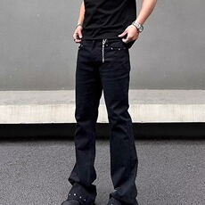 美式复古铆钉设计牛仔裤男女显瘦直筒微喇潮百搭长裤子LB1733-P45，男装牛仔裤，星座1008