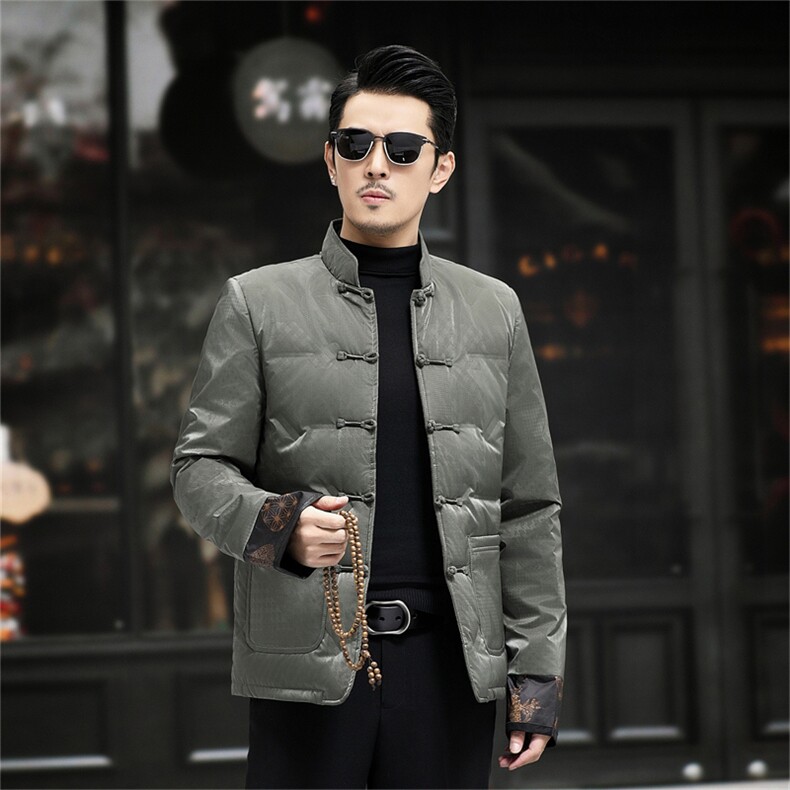深度备货中年唐装90绒羽绒服男士新中式唐装风羽绒服外套,男装羽绒服,钱塘723