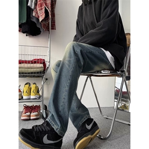 宽松牛仔裤男直筒宽松阔腿裤美式高街牛仔裤子1001-1-V151-P45图片
