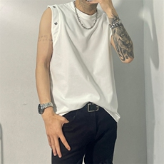 美式潮流夏季金属钉扣无袖针织背心T恤男女JT578-P35，男装背心/马甲，星座1109-3