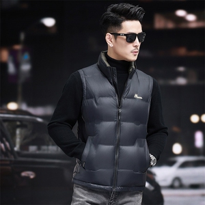 新款高品质立领短款90白鸭绒羽绒服马甲中年男装加厚羽绒服马甲图片