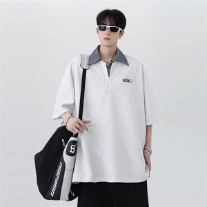 美式潮流半拉链polo衫假两件半袖日系cleanfit高级感短袖T607-P48图片