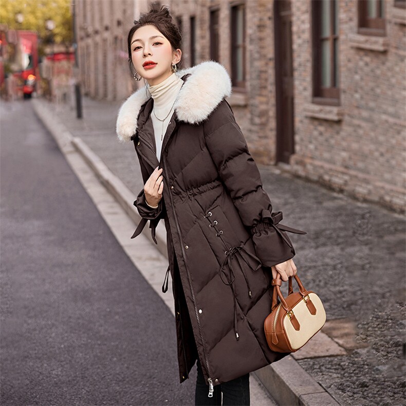 加厚大毛领收腰羽绒棉服女2025冬新款时尚洋气中长款保暖棉衣棉袄,女装棉衣/棉服,艾仟回(原伊仟回)
