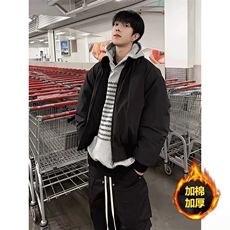 抖音得物美式潮休闲夹克春季立领纯色复古工装加厚棉服外套MF01，男装夹克，电商A443