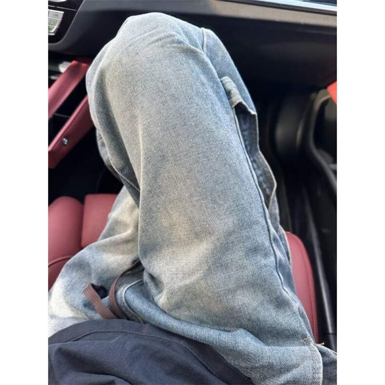 青少年潮宽松版型牛仔裤中腰直筒日常文艺秋季抽绳NK7036,男装牛仔裤,星座1116A-1（原606A）
